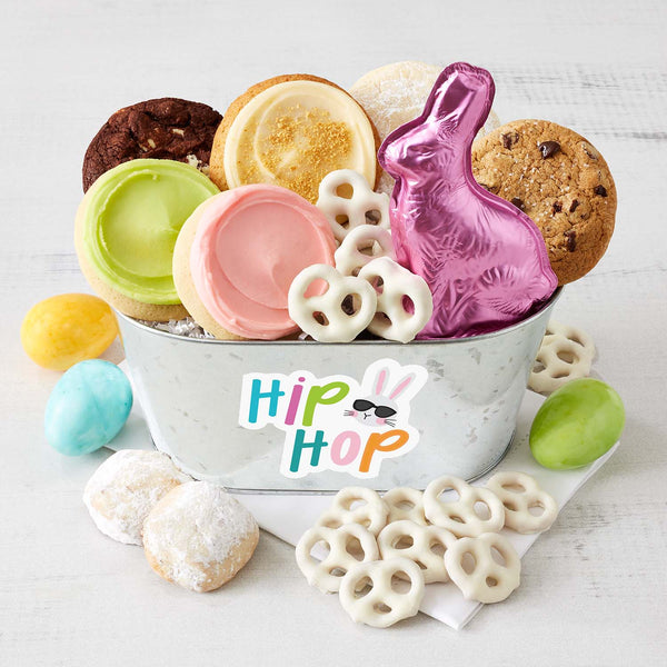 Hip Hop Bunny Galvanized Easter Gift Pail - Cookies & Snacks
