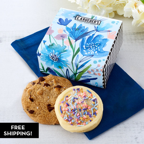 Indigo Blooms Duo Cookie Gift - Assorted Cookies