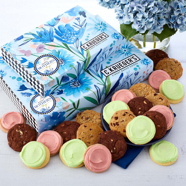 Mothers Day Indigo Blooms Cookie Gift Boxes - Select Your Cookies