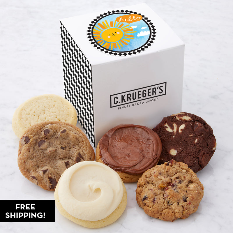 Hello Sunshine Half Dozen Mini Cookie Gift Box Sampler - Assorted