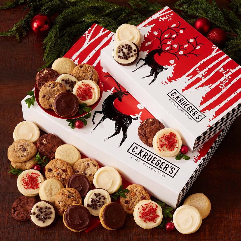 Winter Deer Cookie Gift Box - Mini Holiday Cookies