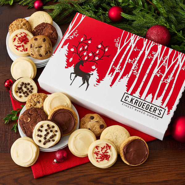 Winter Deer Cookie Gift Boxes - Assorted Mini Cookies