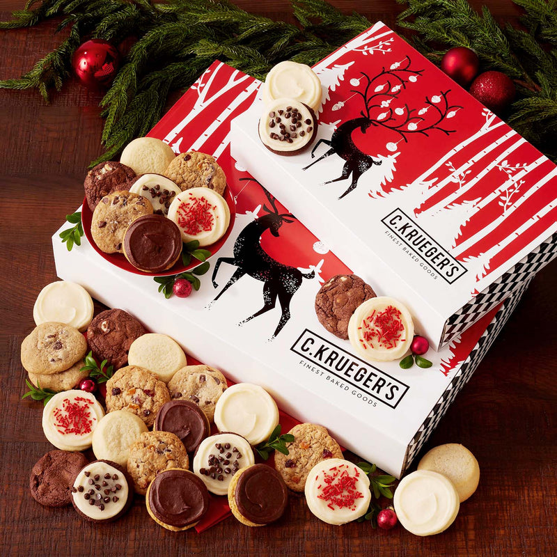 Winter Deer Cookie Gift Box - Assorted Mini Cookies