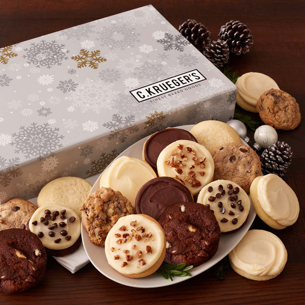 Silver & Gold Snowflake Cookie Box - Mini Cookies
