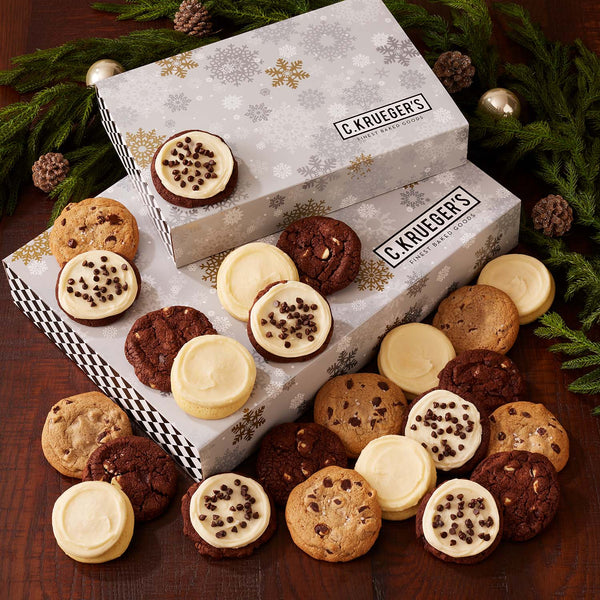 Silver & Gold Snowflake Cookie Boxes - Select Your Cookies