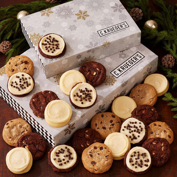 Silver & Gold Snowflake Cookie Boxes - Select Your Cookies