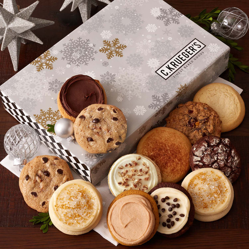 Silver & Gold Snowflake Cookie Boxes – Holiday Assortment