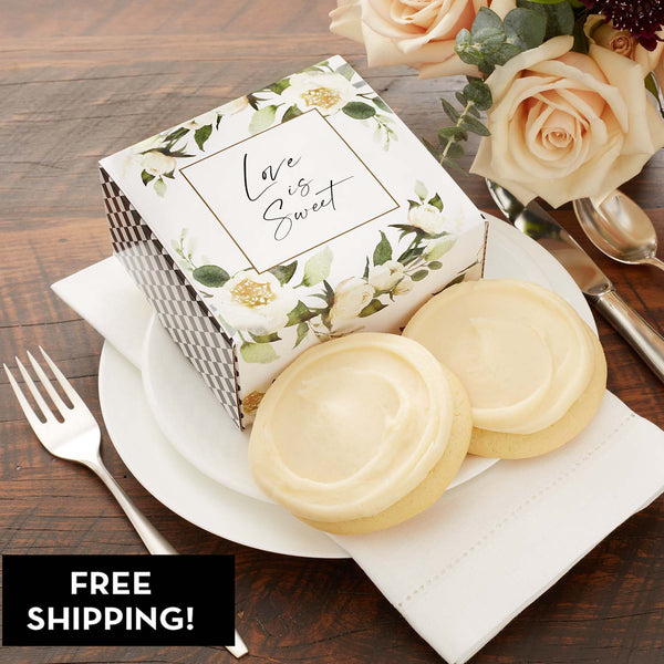 Ivory Magnolia Wedding Duo Cookie Sampler - Iced Cookies