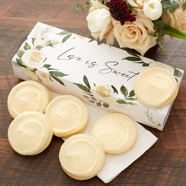 Ivory Magnolia Wedding Half Dozen Cookie Gift Box - Iced
