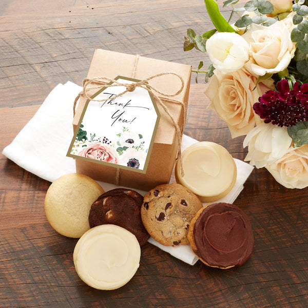 Wedding Blush Rose Half Dozen Mini Cookies - Select Your Message