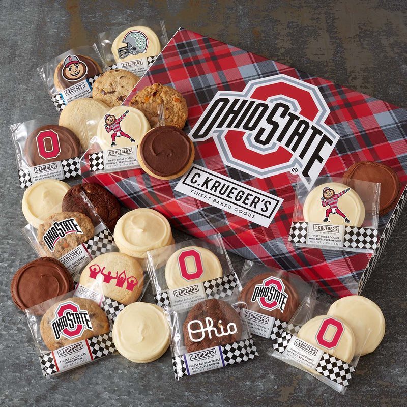 OSU Scarlet & Grey Plaid Cookie Gift Box - Assorted Flavors