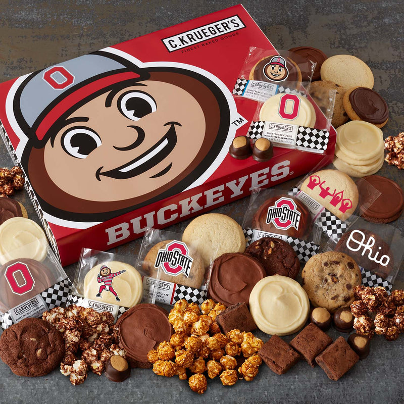 OSU Brutus Buckeye Tailgate Gift Box - 3 Dozen Cookies and Snacks