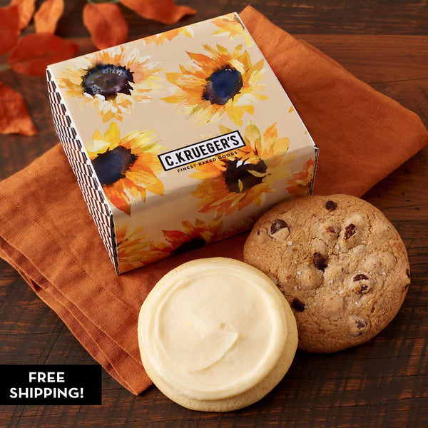 Autumn Sunflower Duo Cookie Gift Box - Assorted Flavors
