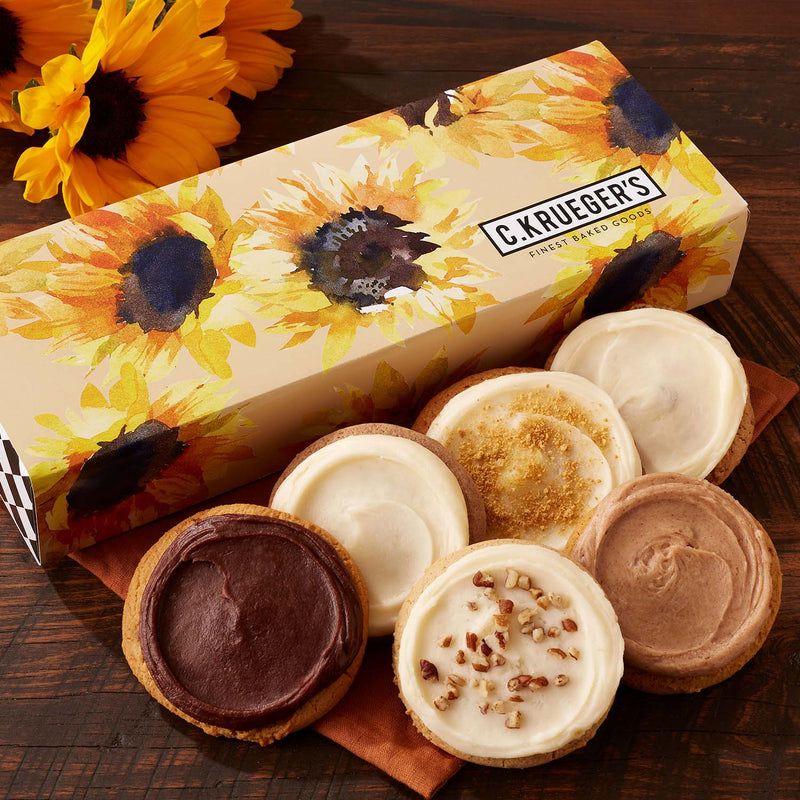 Autumn Sunflower Half Dozen Cookie Gift Box - Iced Fall Flavors