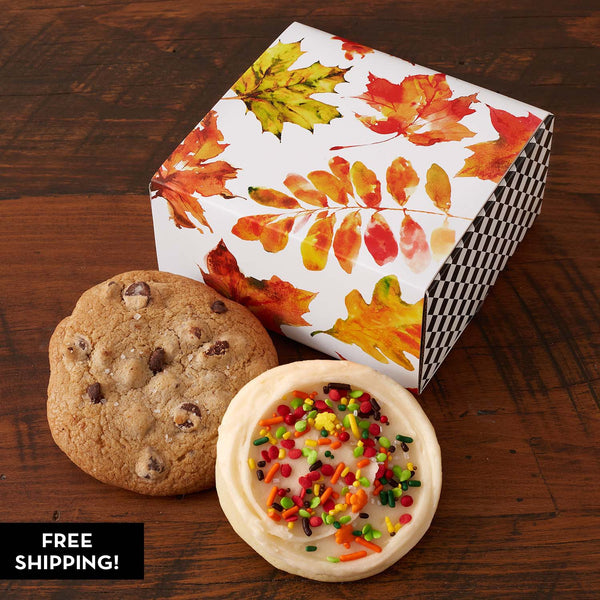 Falling Leaves Duo Cookie Gift Box Sampler - Assorted Flavors