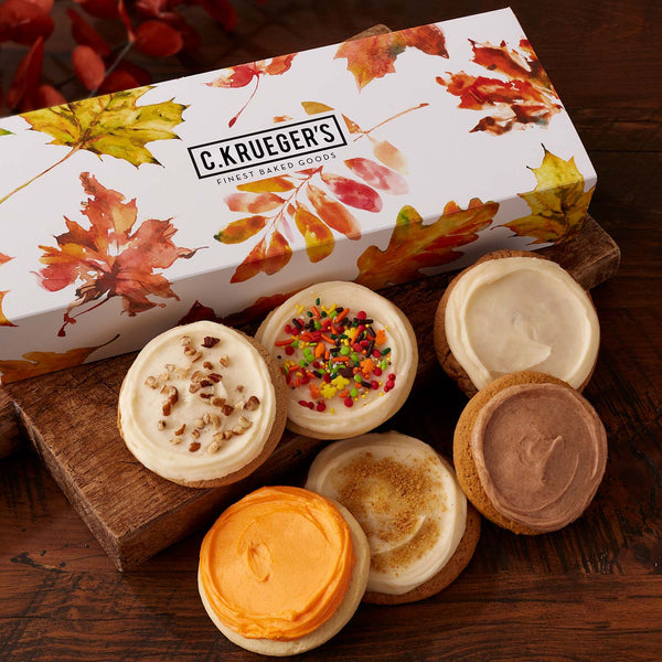 Falling Leaves Half Dozen Cookie Gift Box - Iced Buttercream