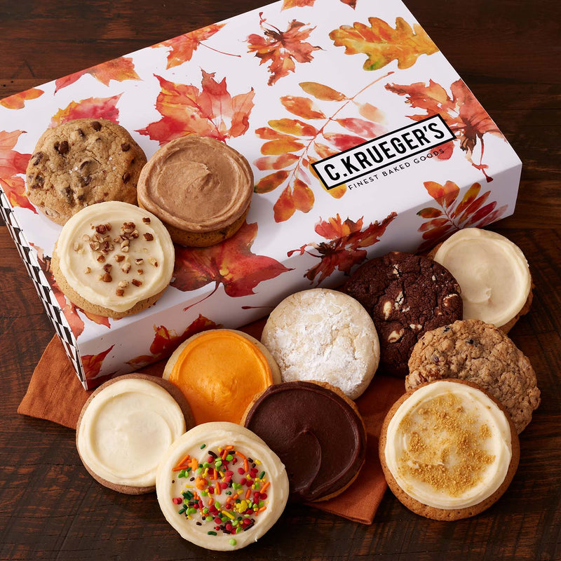 Falling Leaves Cookie Gift Box Sampler - Assorted Flavors