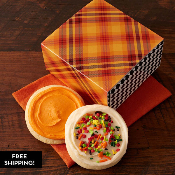 Fall Plaid Duo Cookie Gift Box - Iced Sampler
