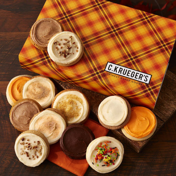Fall Plaid Cookie Gift Box - Iced Cookies