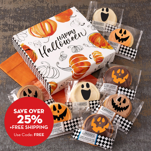 Happy Halloween Cookie Gift Box - Iced Cookies with Messages