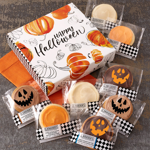 Happy Halloween Cookie Gift Box - Iced Cookies with Messages