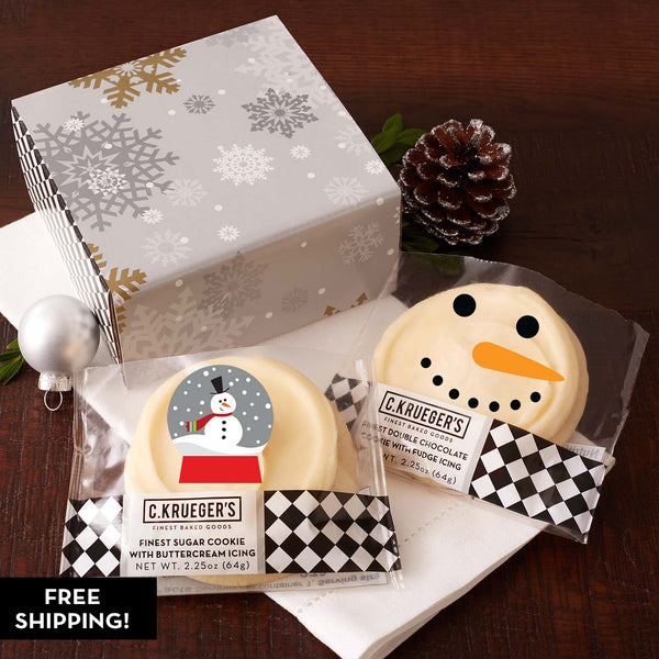 Silver & Gold Snowflake Duo Cookie Gift - Iced