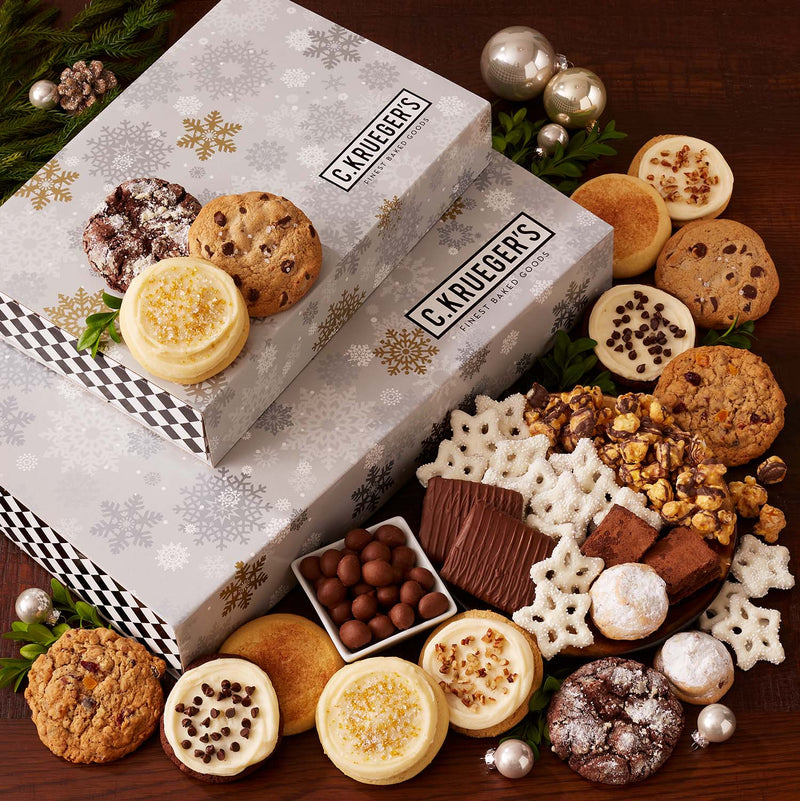 Silver & Gold Snowflake Gift Boxes - Cookies & Snacks