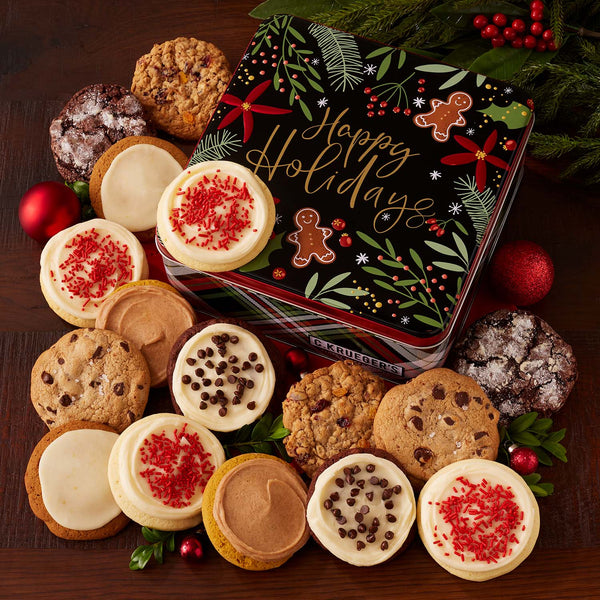 Winterberry "Happy Holidays" Gourmet Gift Tin - Assorted