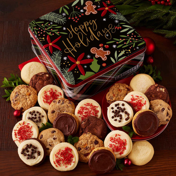 Winterberry "Happy Holidays" Gourmet Gift Tin - Mini Cookies
