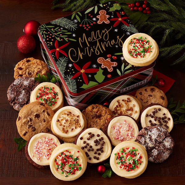 Winterberry "Merry Christmas" Gourmet Gift Tin - Assorted Cookies