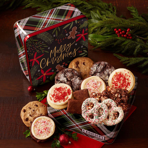 Winterberry "Merry Christmas" Cookie Gift Tin - Cookies and Snacks