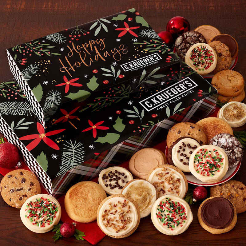 Winterberry "Happy Holidays" Cookie Gift Boxes - Assorted
