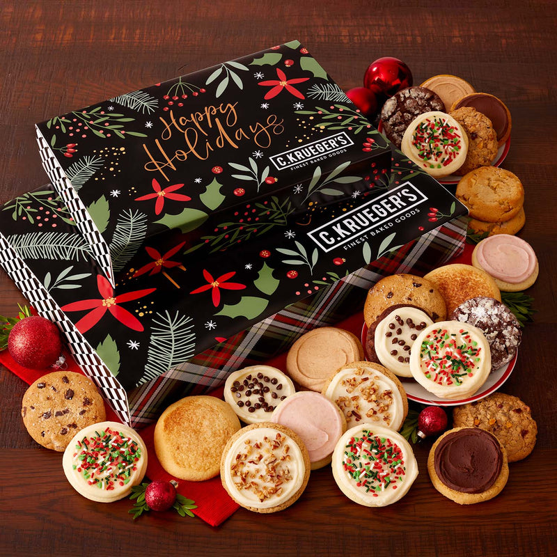 Winterberry "Happy Holidays" Cookie Gift Boxes - Assorted Cookies