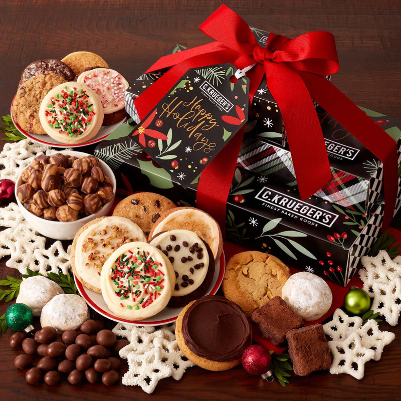 Winterberry "Happy Holidays" Gift Stack - Cookies & Snacks