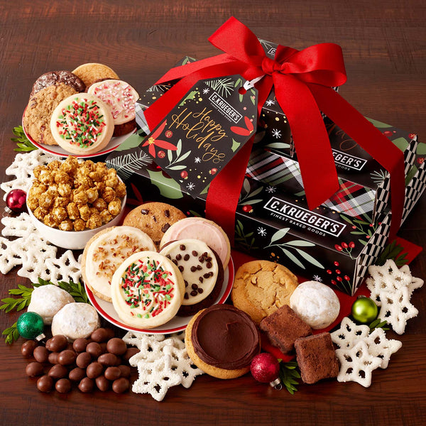 Winterberry "Happy Holidays" Gift Stack - Cookies and Snacks