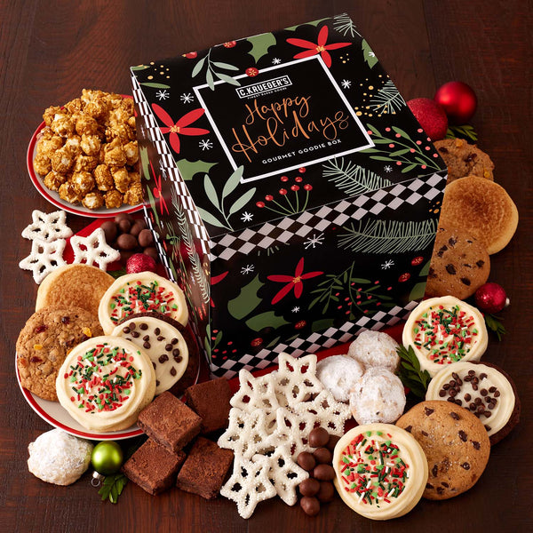 Winterberry "Happy Holidays" Gourmet Goodie Box - Cookies and Snacks