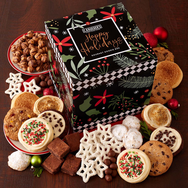 Winterberry "Happy Holidays" Gourmet Goodie Box - Cookies & Snacks