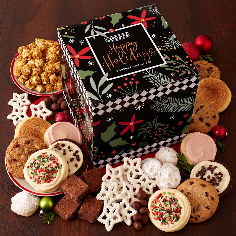 Winterberry "Happy Holidays" Gourmet Goodie Box - Cookies and Snacks