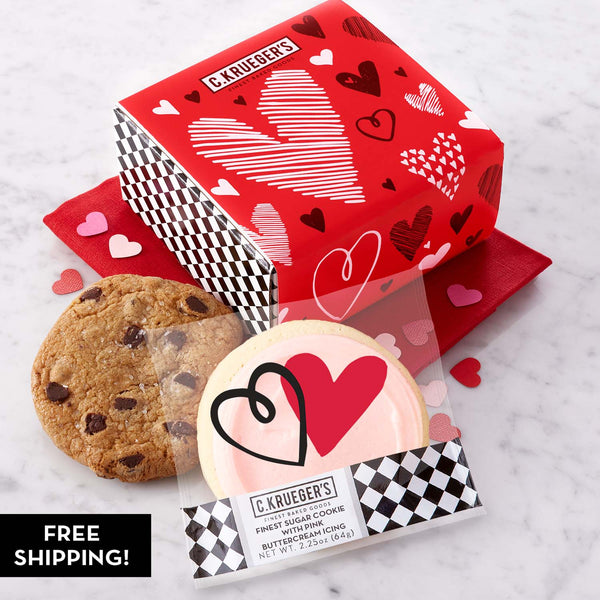 Sweetest Hearts Duo Cookie Sampler Box - Assorted Cookies