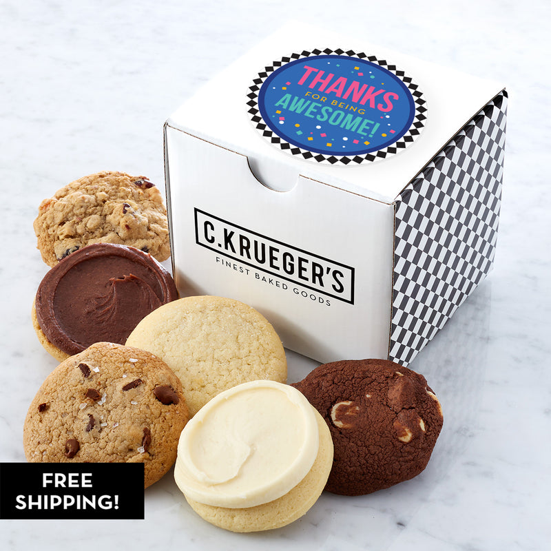 Thanks For Being Awesome Half Dozen Mini Cookie Gift Box Sampler