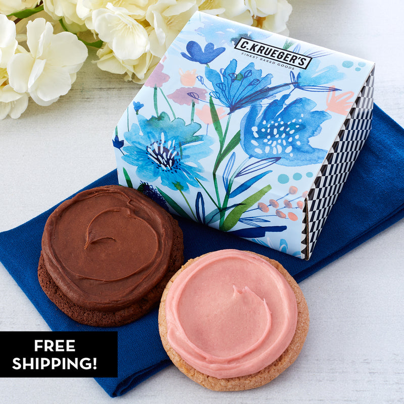 Indigo Blooms Duo Cookie Gift - Iced Cookies