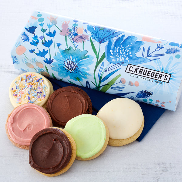 Indigo Blooms Half Dozen Cookie Sampler - Iced Cookies