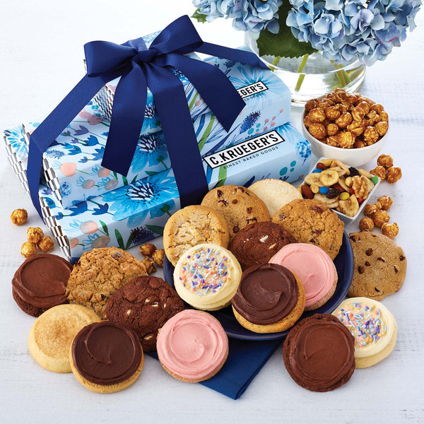 Indigo Blooms Grand Gift Stack - Cookies & Snacks