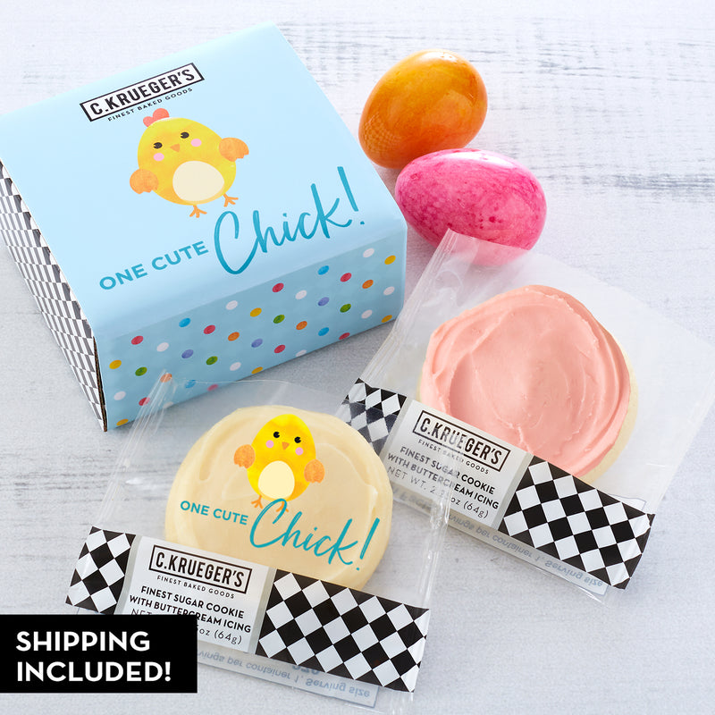 Easter Bunnies & Chicks "One Cute Chick"  Duo Cookie Box - Iced Cookies