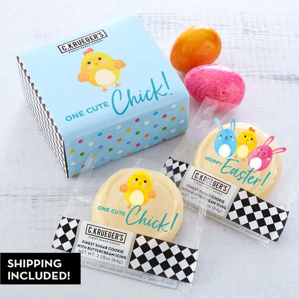 Easter Bunnies & Chicks "One Cute Chick"  Duo Cookie Box - Iced Cookies