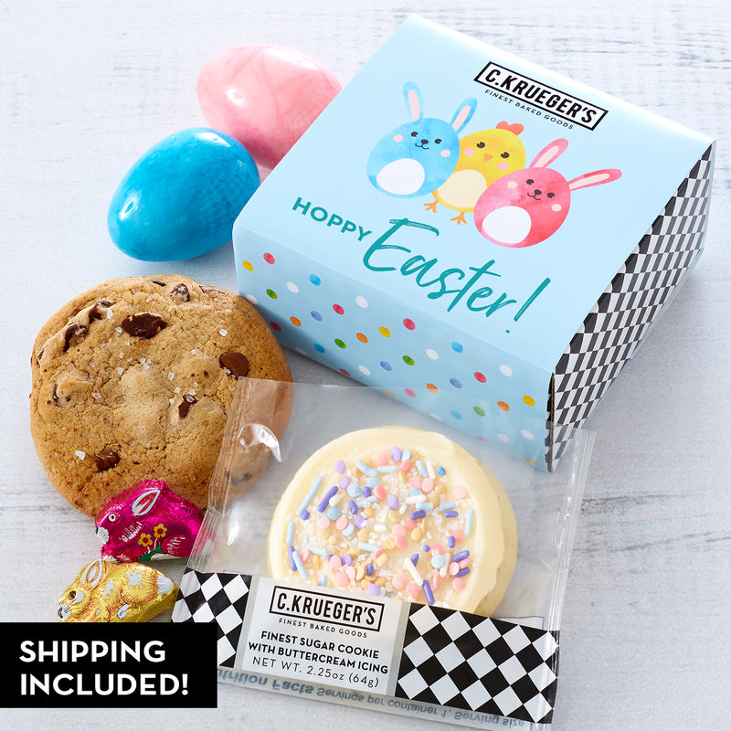 Easter Bunnies & Chicks "Hoppy Easter" - Duo Cookie Box with Chocolates