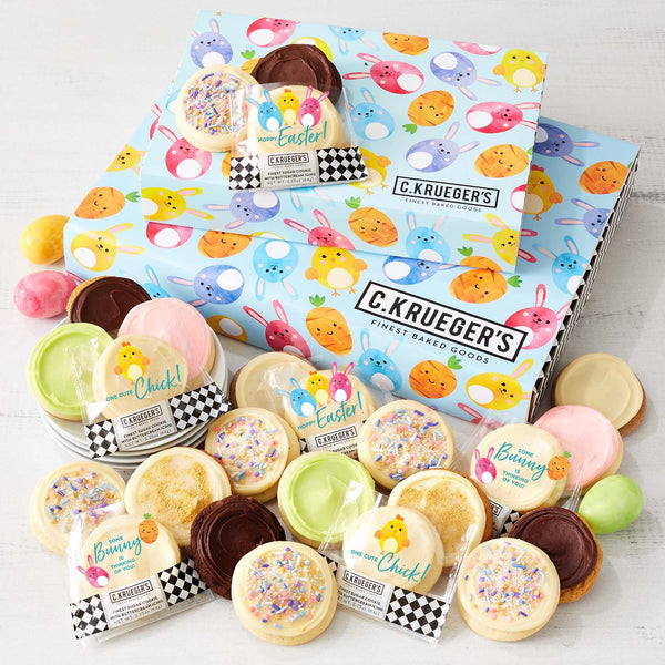 Easter Bunnies & Chicks Cookie Gift Boxes - Iced Cookies