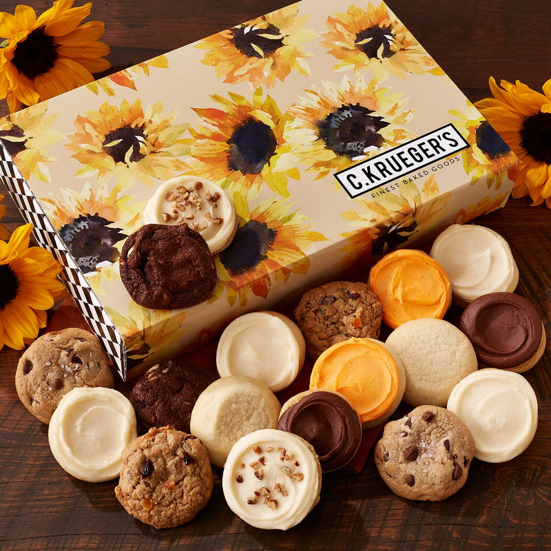 Fall Sunflower Cookie Gift Box – Assorted Mini Cookies