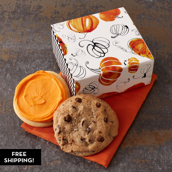 Watercolor Pumpkin Duo Cookie Gift Box Sampler - Assorted Flavors