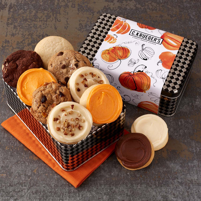 Watercolor Pumpking Mini Cookie Gift Tin - Assorted Flavors